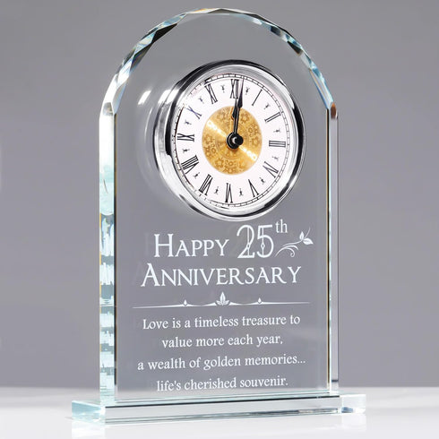 25th Wedding Anniversary  Glass Clock Gift